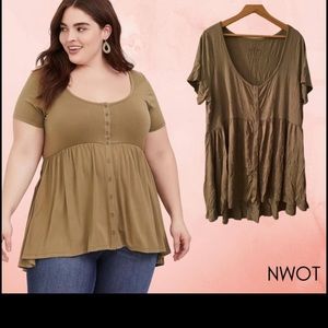 Super Soft Olive Babydoll Tee